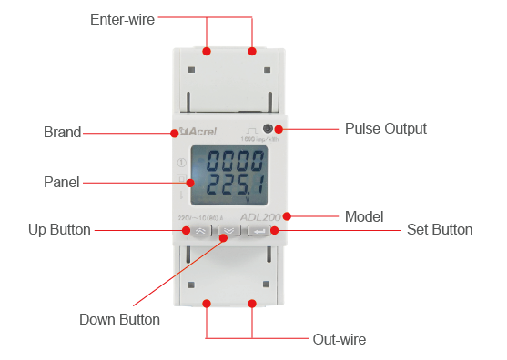 ADL200 DIN REAR REMOTO MEDIDOR DE ENERGIA